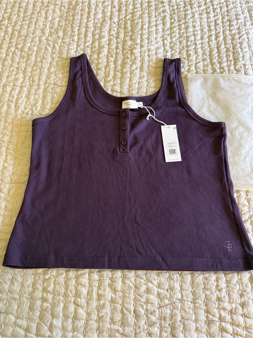 Cozy Earth bamboo ribbed  Tank Top XXL Plum NWT